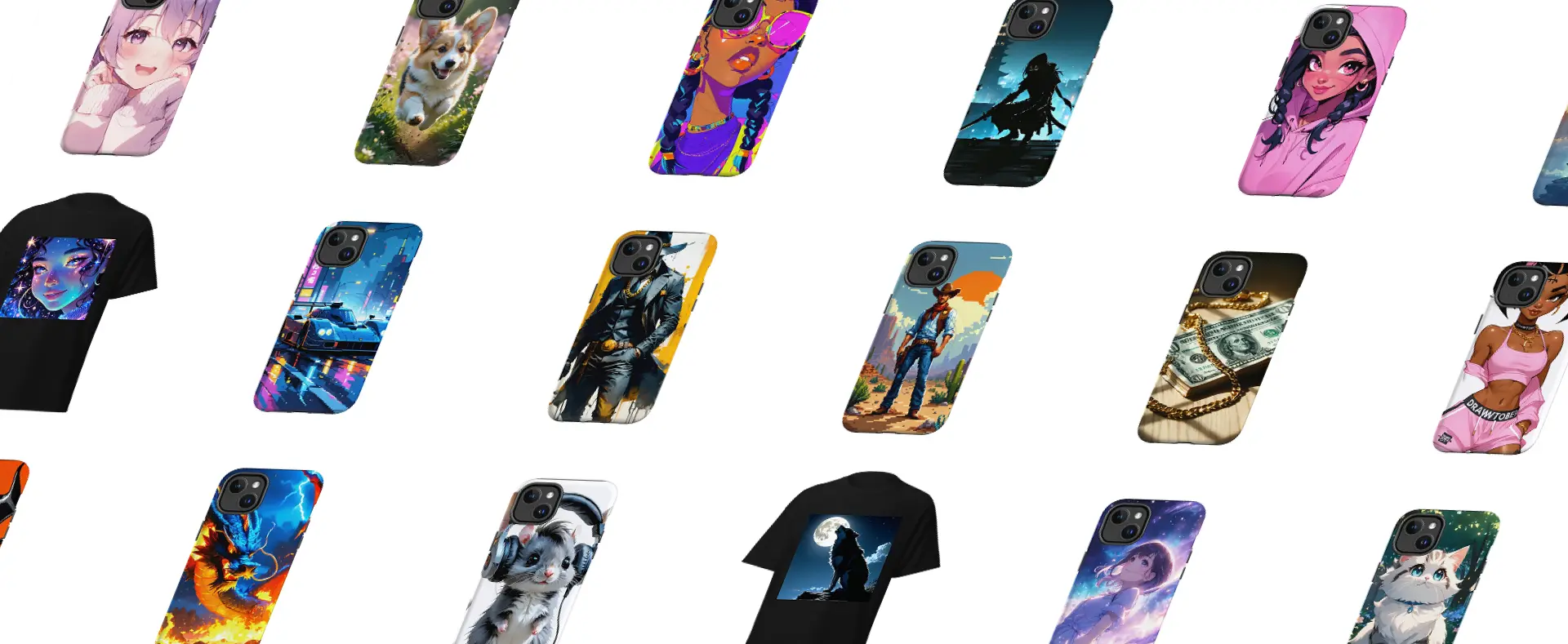 AI-generated custom phone cases hero banner